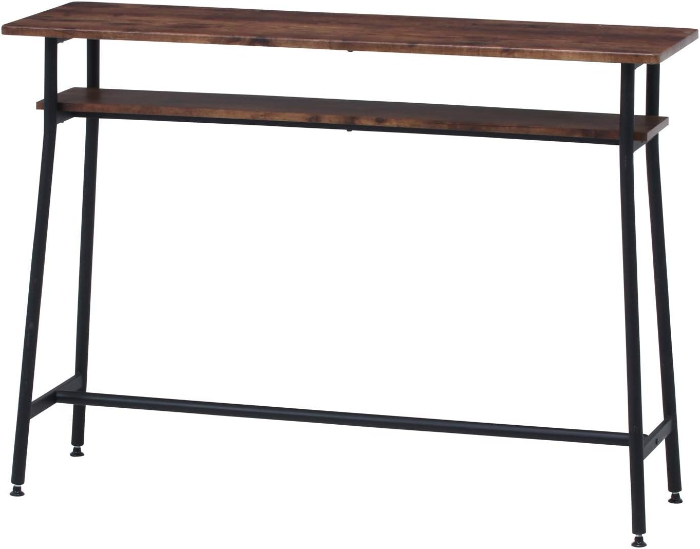 不二貿易 カウンターテーブル バーカウンター 幅120×奥行40×高さ87cm ブラウン 収納棚付き お手入れ簡単 ヴィンテージ風 ナビア 14657