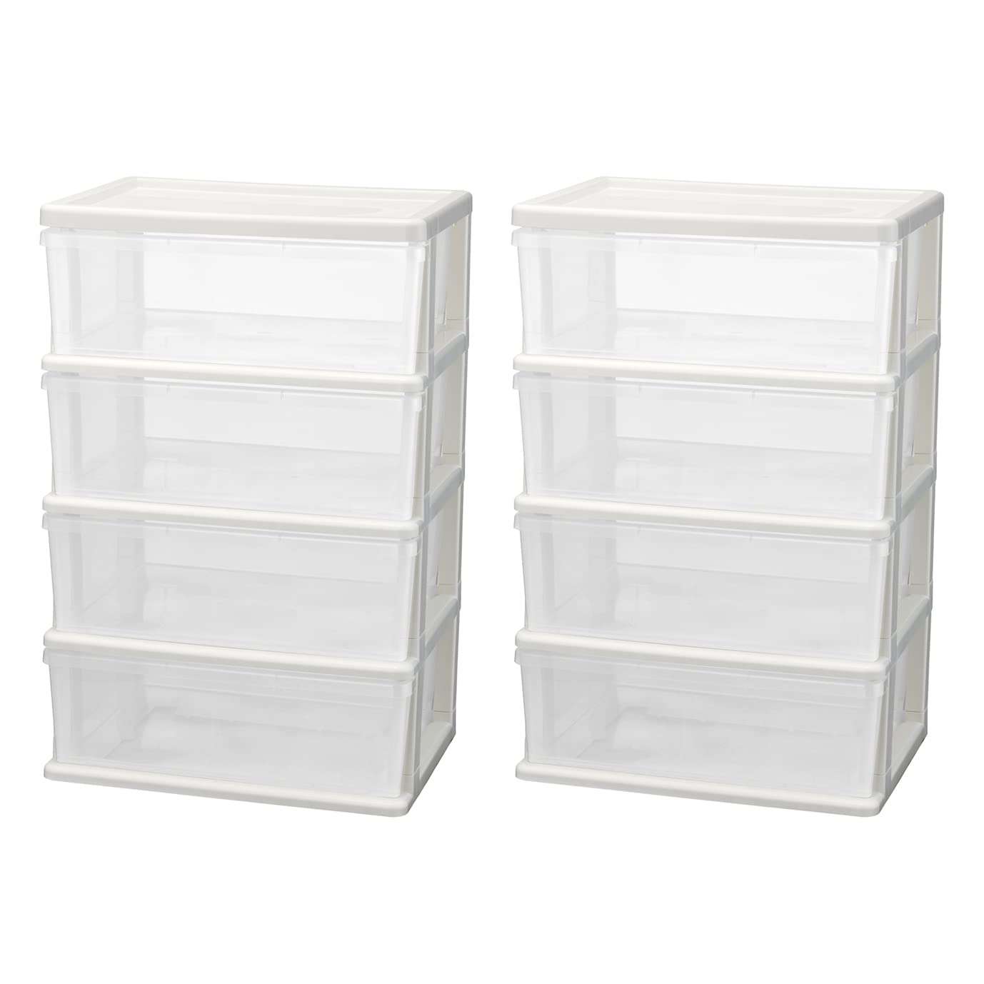 JEJアステージ 収納チェスト シーズワイド 4段 ホワイト 日本製 簡単組み立て 幅40×奥行54×高さ83.5cm 2個セット