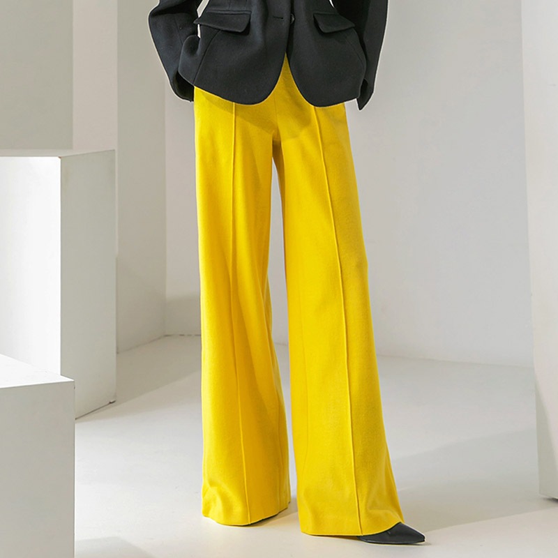 P9065 ピンタック ワイド ウール スラックス