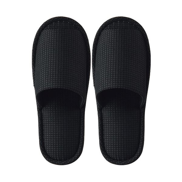 （まとめ） TANOSEE外縫いスリッパ ラドクリフ M チャコール 1足 [x5セット]