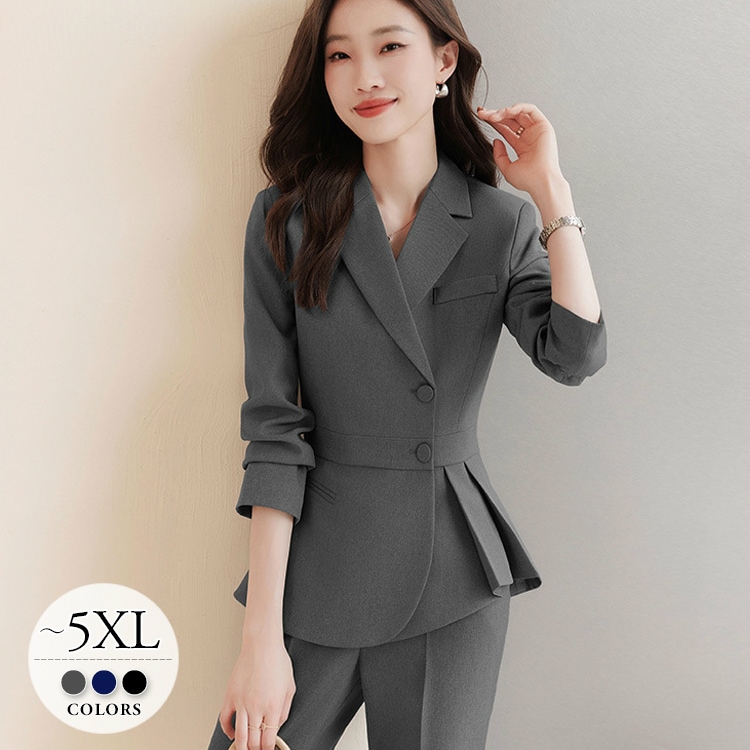 ネイビー フォーマルスーツ 代 ママスーツ プリーツ スーツセット 入園式 同窓会 入学式 グレー お呼ばれ 無地 卒業式 卒園式 ブラック パーティー ハンサム 代 かっこいい 12,863円