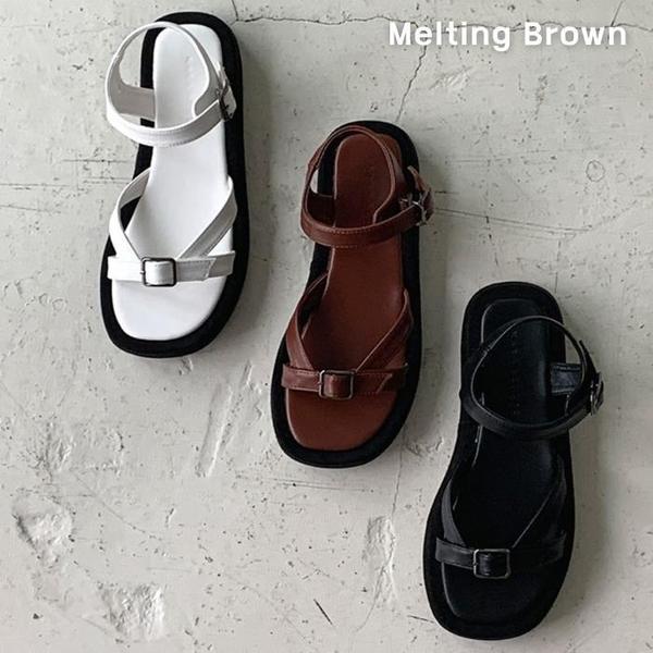 女性用デイリーバックルストラップサンダル 3cm