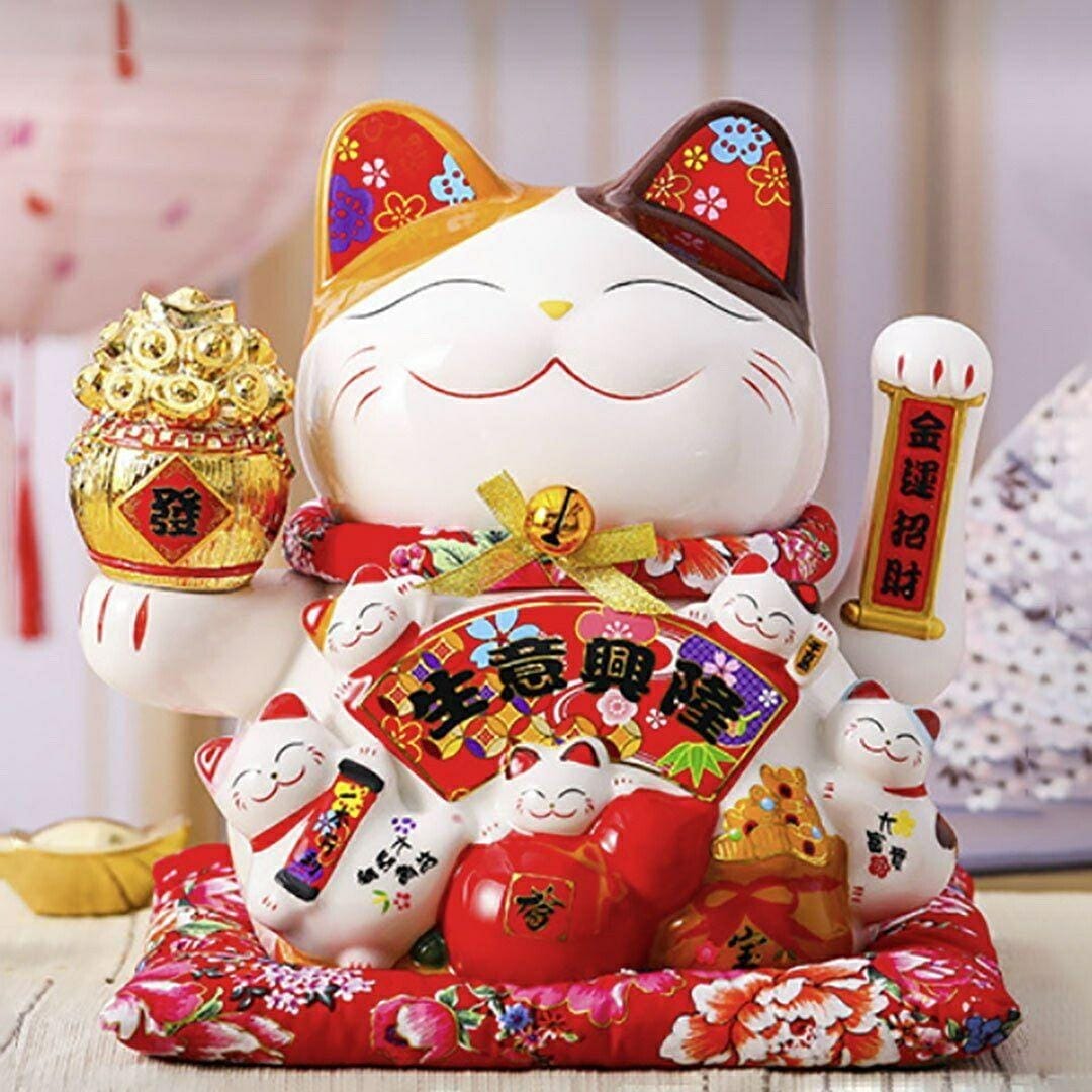 【早い者勝ちタイムセール】風水 置物 招き猫 生意興隆 千万両 福 招財 劫財 金 風水アイテム 金運アップ 財運 金運 恋愛 健康 仕事 家庭 華やか 商売繁盛 幸運 開運 富 スピリチュアル お金