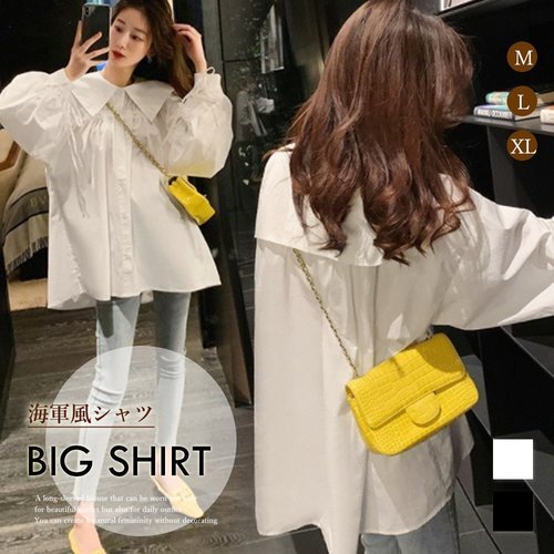 日本倉庫 韓国 セーラーブラウス レディース 春秋 ブラック/L 2731