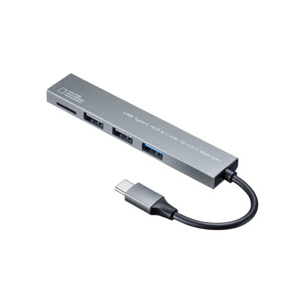 (5個セット) サンワサプライ Type-C 3ポート コンボスリムハブ(microSDカードリーダー付き) USB-3TCHC19SX5