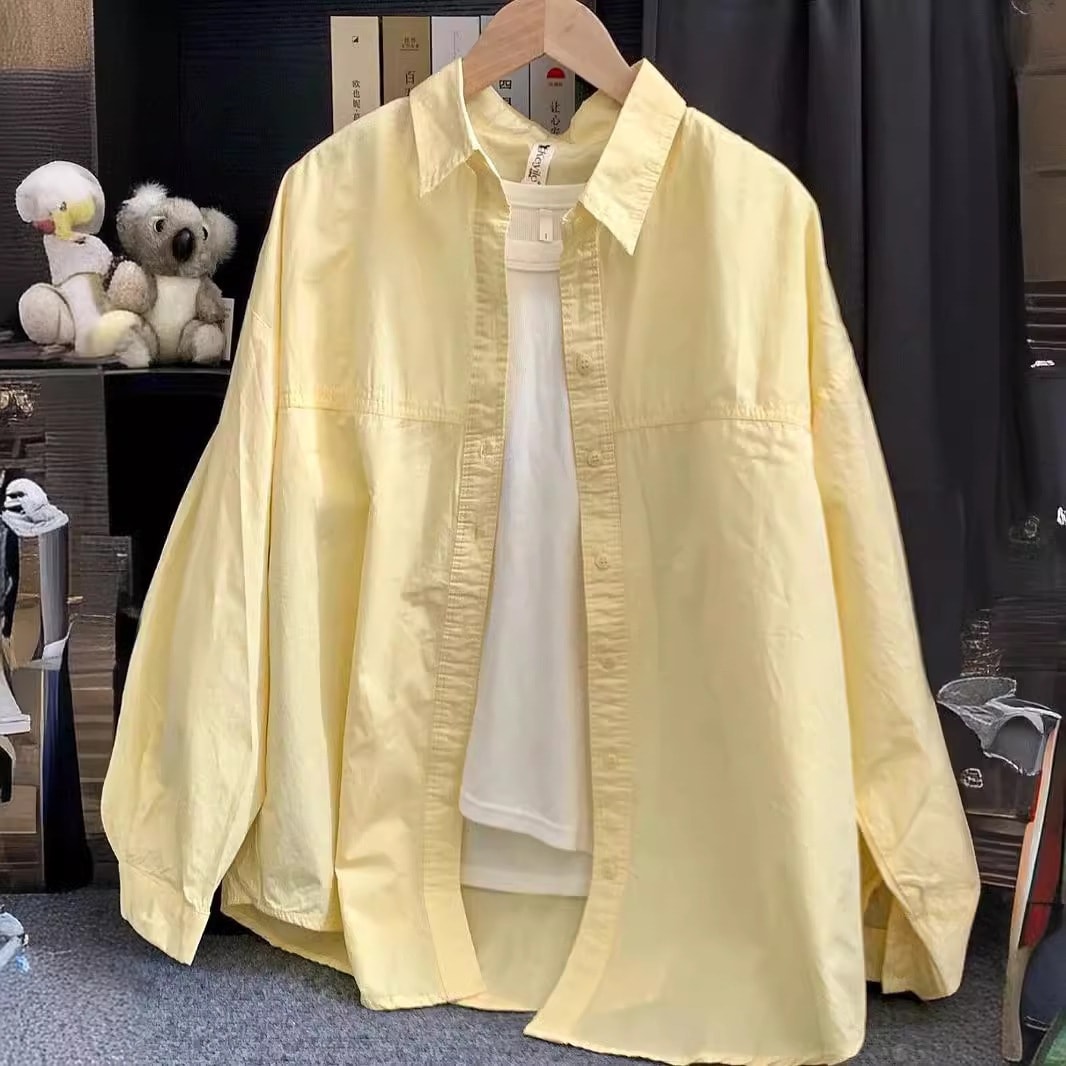 【1つ買うと10つ無料】純粋な綿ドーパミン夏のゆったりしたシャツ多目的なスリムなス外側の摩耗