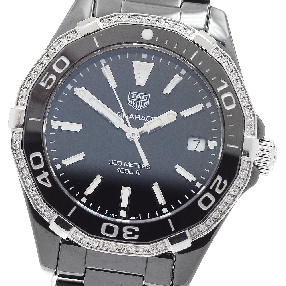 タグホイヤー TAG HEUER WAY1395 アクアレーサー ダイヤベゼル デイト クォーツ レディース 良品 保証書付き_898044【中古】