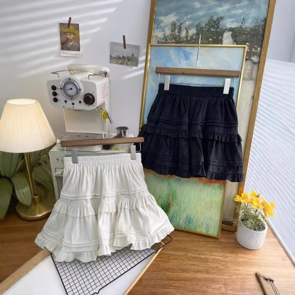 【1つ買うと10つ無料】スイートバレエスタイルのスカートとラッフルハイウエスト ラインのふわふわしたスカートケーキスカート女性2025