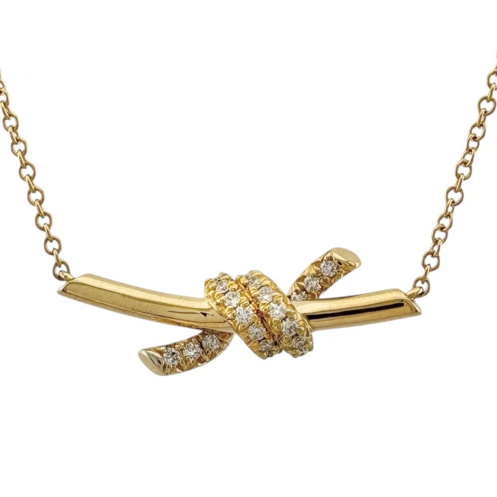 ティファニー ノット ネックレス 18金 K18イエローゴールド ダイヤモンド TIFFANY&Co. 中古 美品