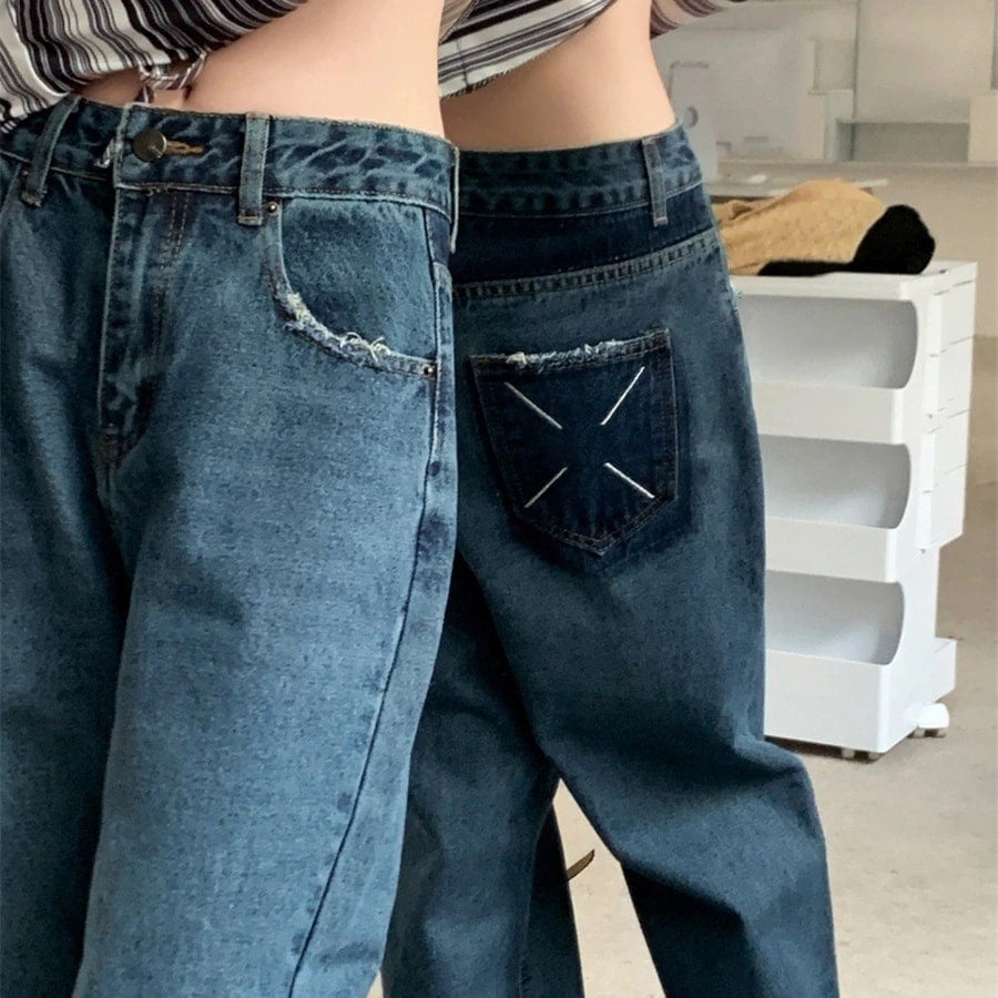 [急速出荷]ロングパンツ ストレート 韓国風ファッション パンツ デニム 長ズボン ハイウェスト デニムパンツ 脚長効果！スキニーパンツ 着痩せ効果(最安値保証) 5,153円