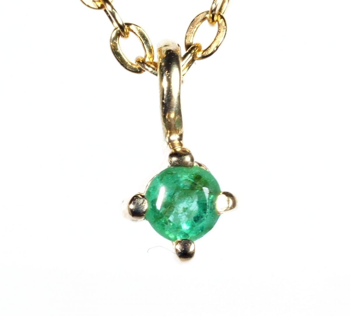 厳選天然 エメラルド ネックレス 0.206ct 10金 YG 国内生産品エメラルド使