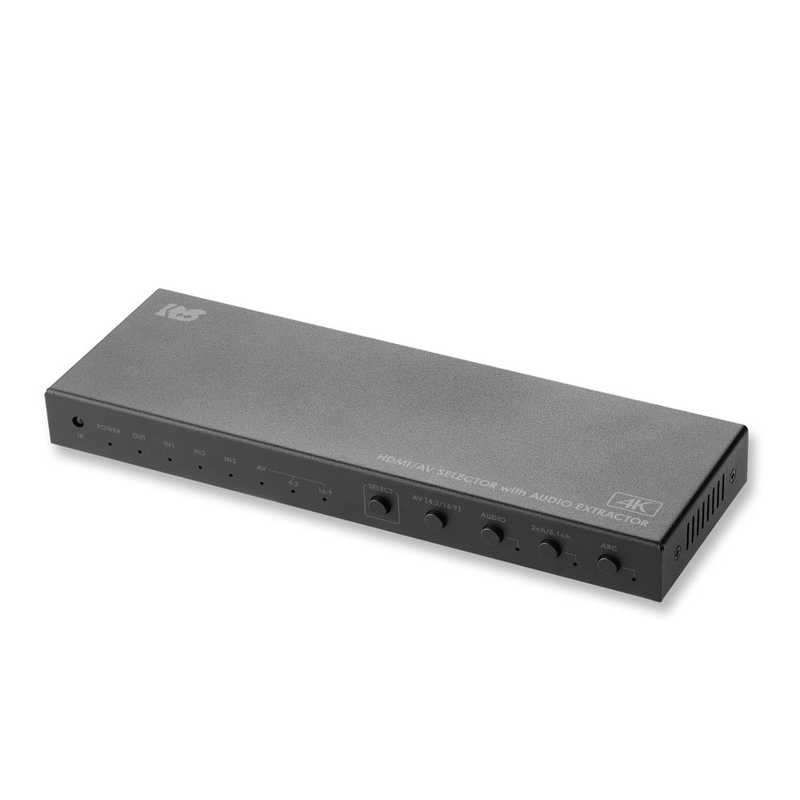 ラトックシステム　4K60Hz対応 外部音声出力付 4入力1出力 HDMI/AV切替器　RS-HASW41A-4K
