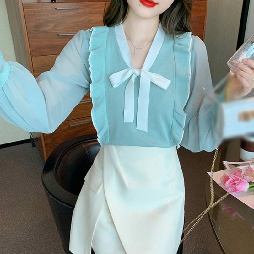 クーポン ニット セーター レディース レース ラウンドネック フリル 切り替え 可愛い リブ 保温 カットソー 暖か フェミニン おしゃれ トップス インナー プルオーバー 通勤 お出かけ 丸ネック