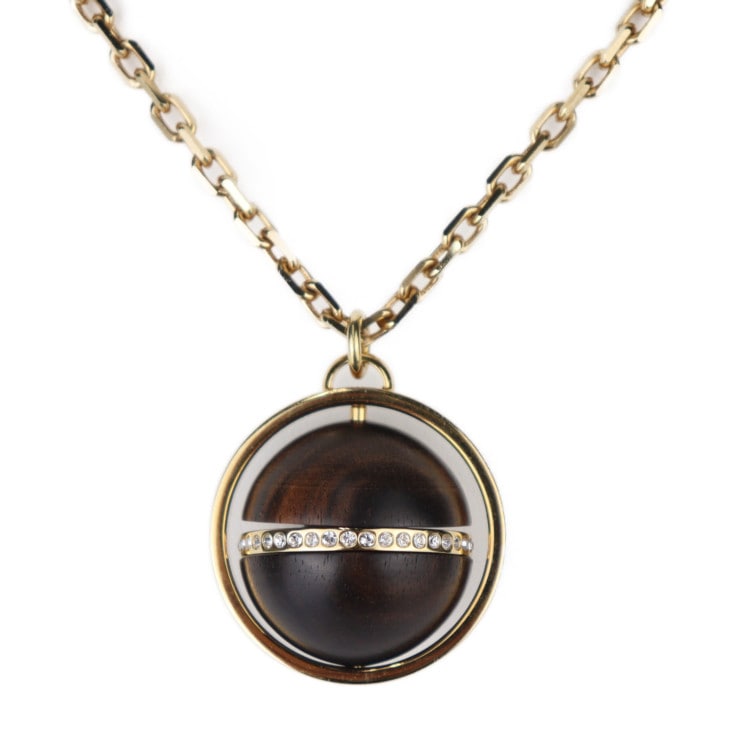 美品 LOUIS VUITTON ルイ ヴィトン ネックレス MP1414 パンダンティフ・マグネティック メタル ウッド ラインストーン ゴールド ブラウン ペンダント ビト【本物保証】 32,240円
