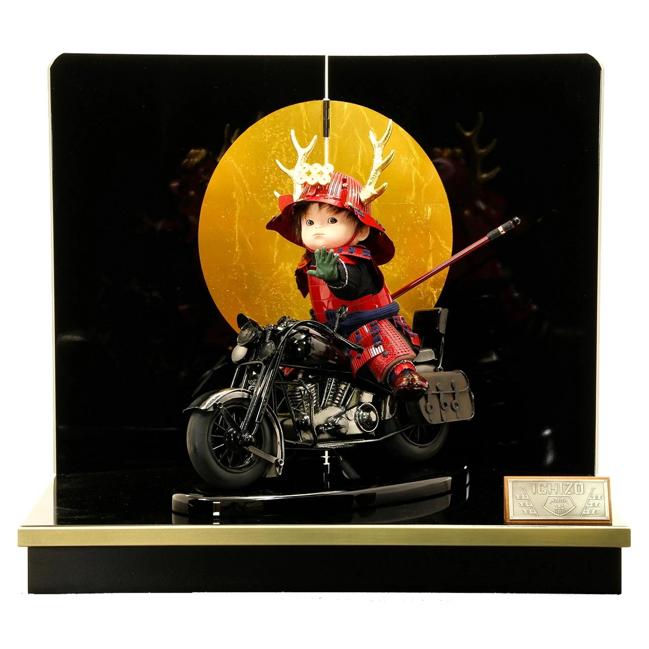 五月人形 5月人形 鎧 鎧兜 2025年 手作り 初節句 子供大将 武者人形 鎧武者 真田幸村 バイク ライダー カッコイイ 可愛い 送料無料 コンパクト ミニ 平飾り 新作 秀光 限定品 目玉商品