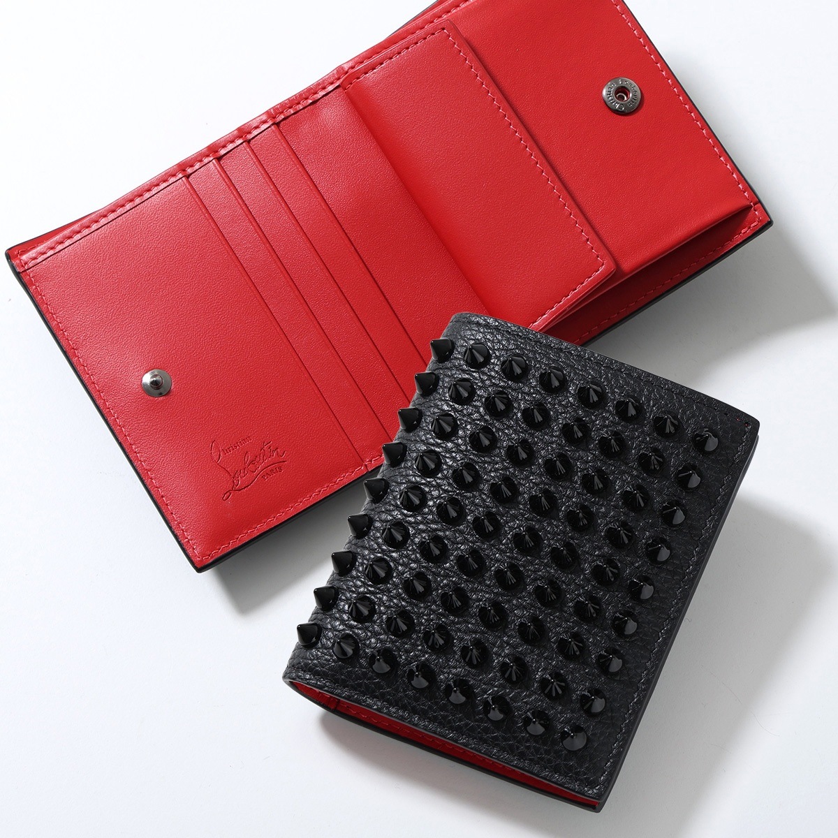 Christian Louboutin クリスチャンルブタン 二つ折り財布 Paros パロス 1165160 メンズ レザー スタッズ装飾 小銭入れあり CM