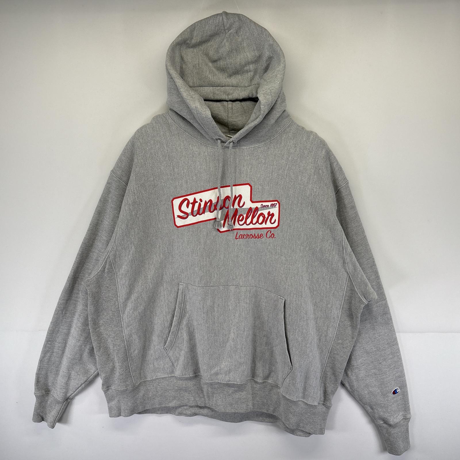 古着 パーカー リバースウィーブ スウェット バックプリント ワンポイントロゴ XXL グレー メンズ