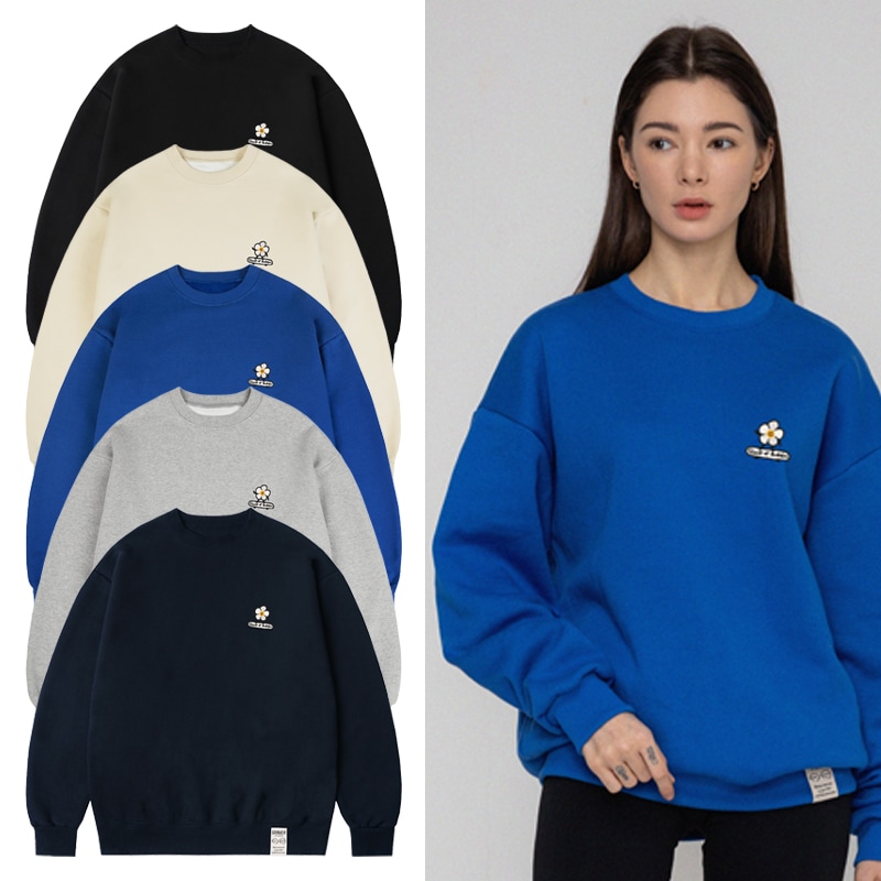 [UNISEX] Flower board embroidery smile sweatshirt_5color