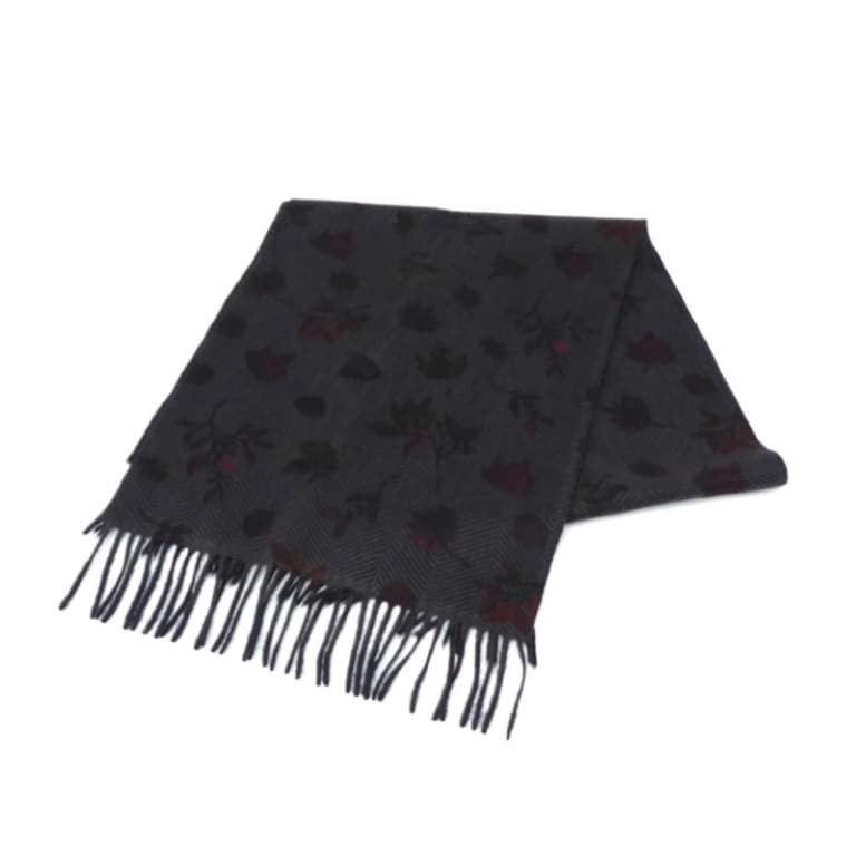 銀座 TAYA ﾏﾌﾗｰ ﾁｬｺｰﾙｸﾞﾚｰ 黒 ｶｼﾐﾔ ﾌｨｯｼｭﾎﾞｰﾝ 花柄 【中古】(23383)