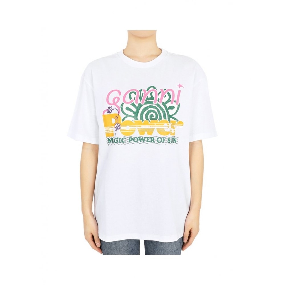 24 S/S GANI 女性用マルチフラワープリントショートスリーブ (ホワイト) T3790 151