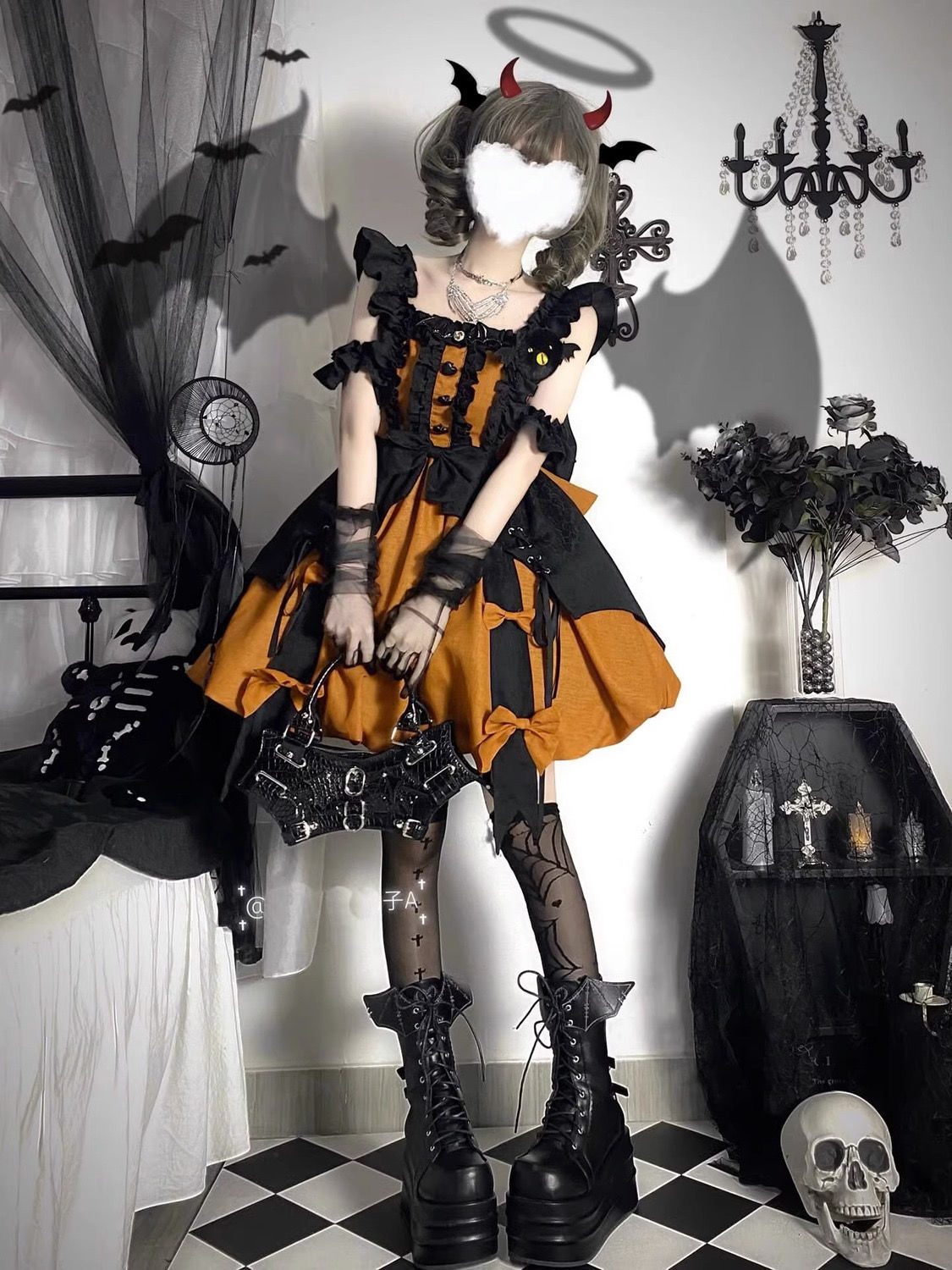 ロリータコスプレゲーム カボチャ ハロウィン コスプレ メイド服 かわいい 魔女jskワンピース プリンセススカート 仮装 洋服