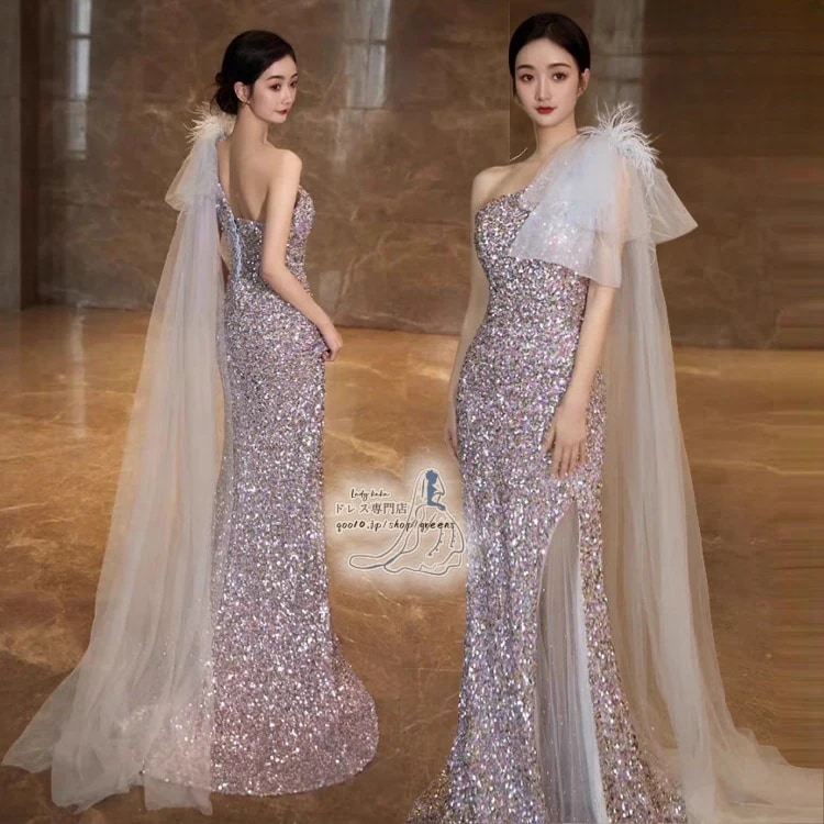 カラードレス ウエディングドレス 海外旅行リゾートドレス 前撮りドレス スパンコール 花嫁ドレス シンプル Aライン ブライダルドレス 二次会 結婚式 ロングドレス パーティー 高級
