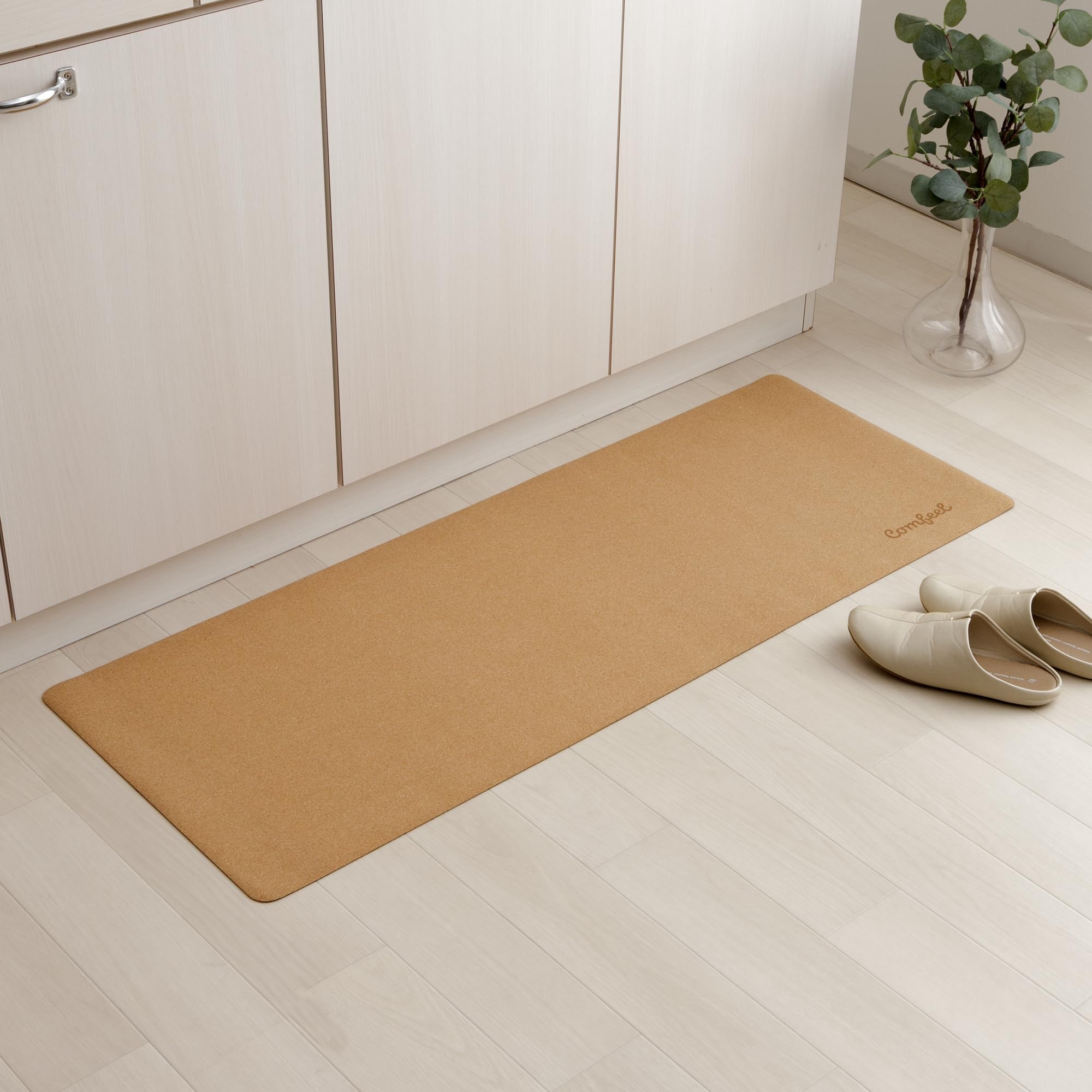 イケヒコ コルク キッチンマット 薄型 フィール 約45×240cm コルクマット ずれない 滑り止め 天然素材 傷防止 お手入れ簡単 オールシーズン ＃1312370016701