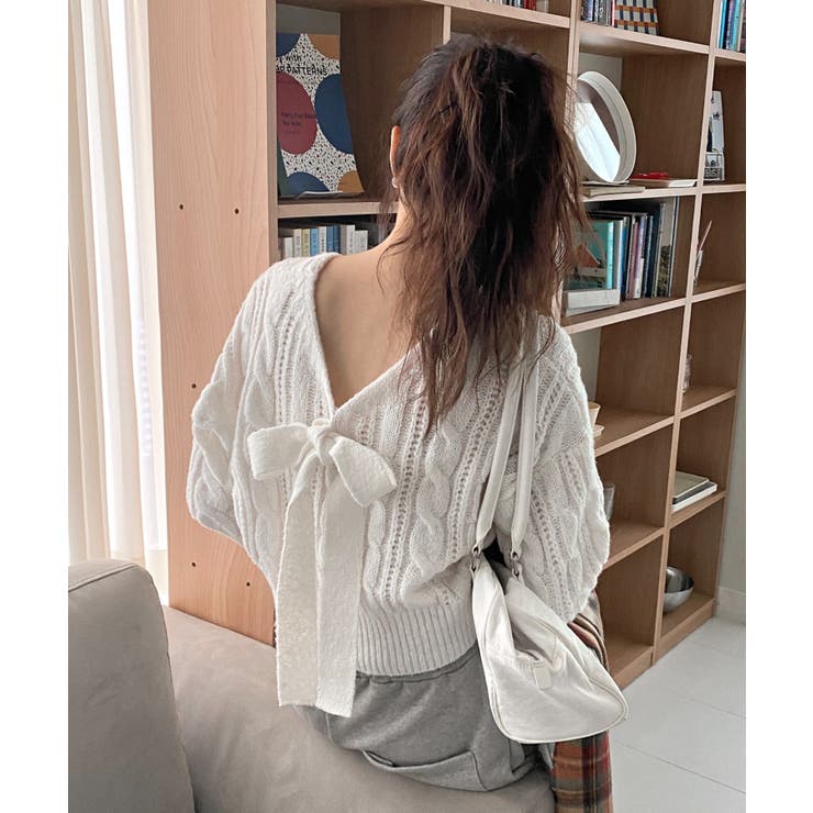 バックリボンケーブルニット/ AW COLLECTION