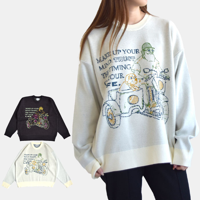 gym master トップス ニット ジャガードニット セーター MAKE UP YOUR MIND クルーネック メンズ レディース ユニセックス G421727