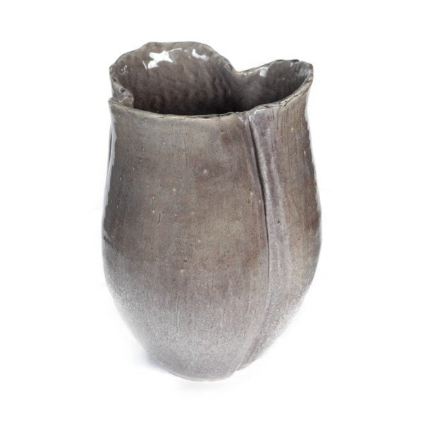 紫ガラスひねり花器　13号　（信楽焼き・花瓶・花入れ・花器・壺・壷・一輪挿し・フラワーベース・B005-04)