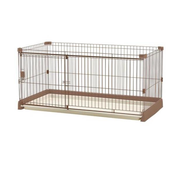 リッチェル ペット用お掃除簡単サークル150-80 本体 超小型犬～中型犬用 1組入 (ブラウン)