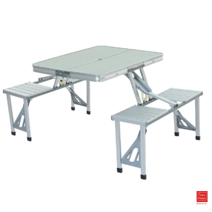 屋外の一体型テーブルと椅子一体型キャンプテーブル夜市屋台テーブルアルミ合金テーブル4つ 宣伝用テーブル