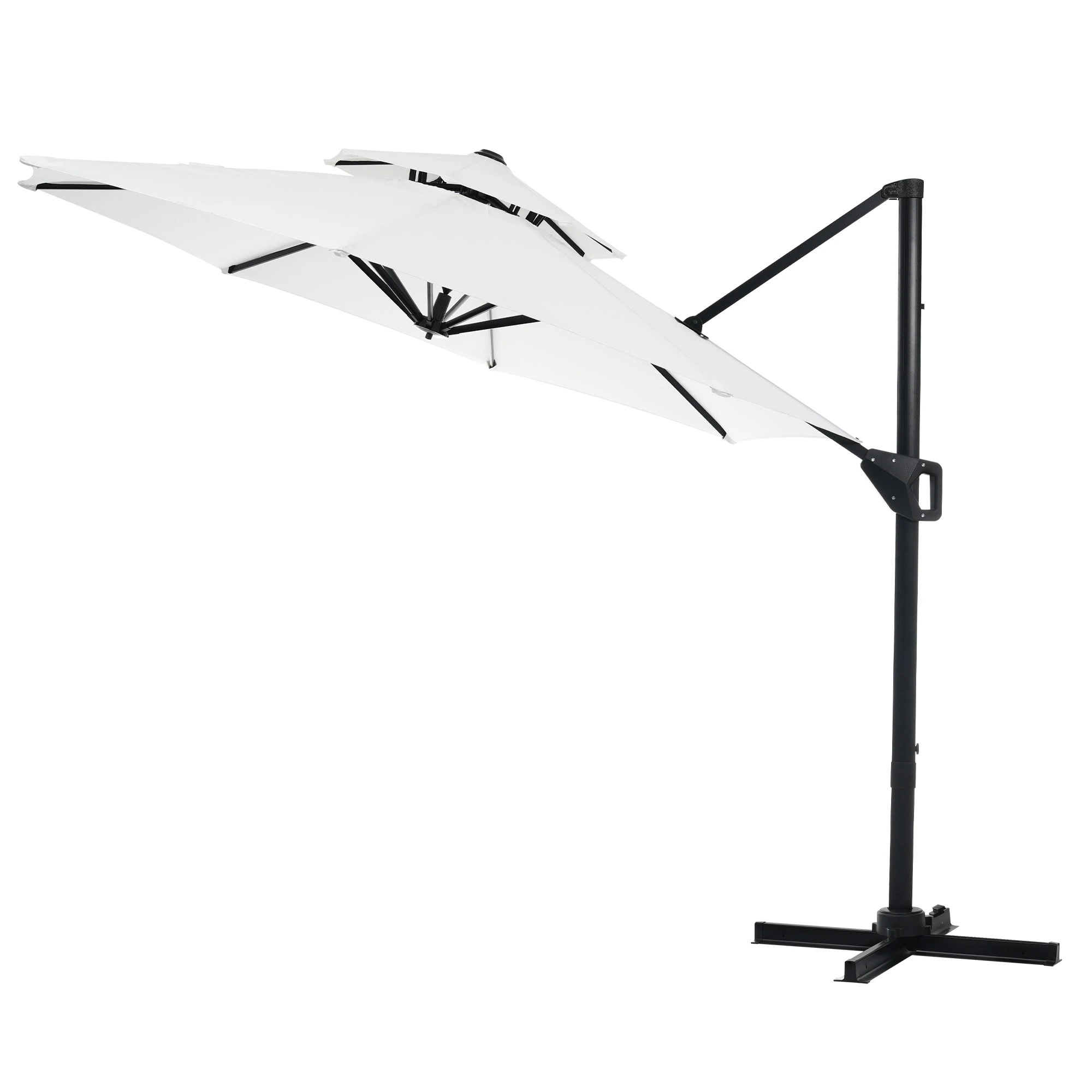 【国内発送 無-送料】236【ベージュ＋ベース付き】パラソル 直径300cm 30+UPF紫外線対策 角度調整 パラソルセット ベース パラソル ガーデンパラソル