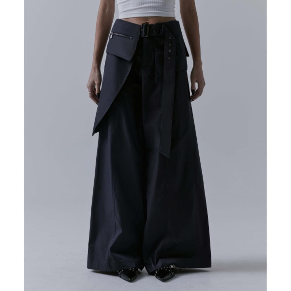 TREEMINGBIRD Belted Layered Wrap Pants Charcoal TM2479 20,557円