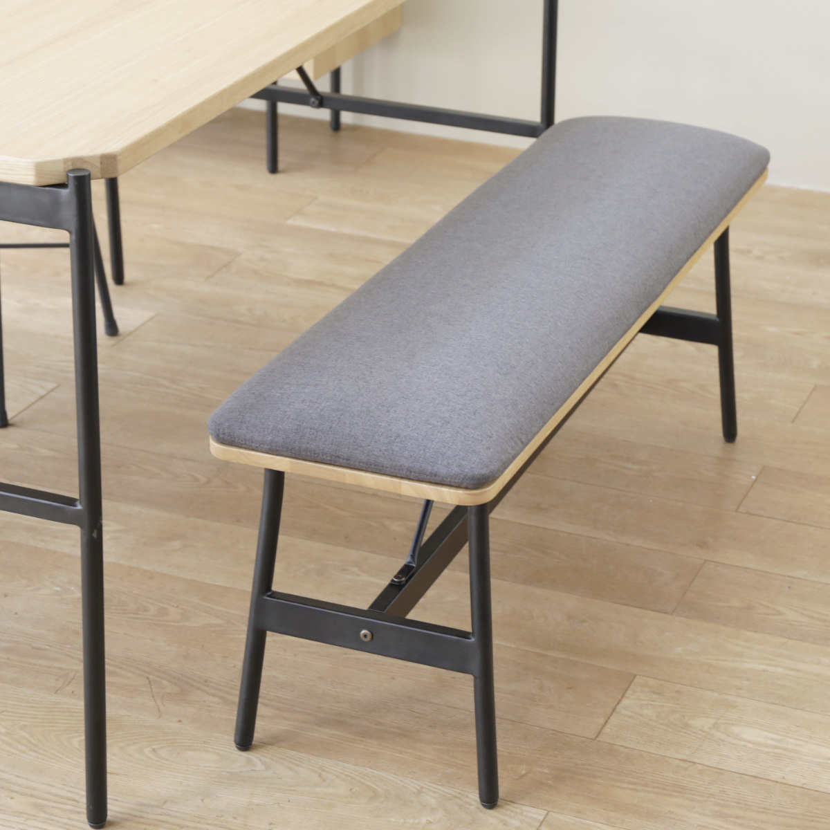 ダイニングベンチ グラム 幅110cm ダイニング ベンチ 椅子 カバー付き クッション スチール脚 ダイニングチェア リビングベンチ ソファベンチ 2人 3人 ファブリック 2人掛け