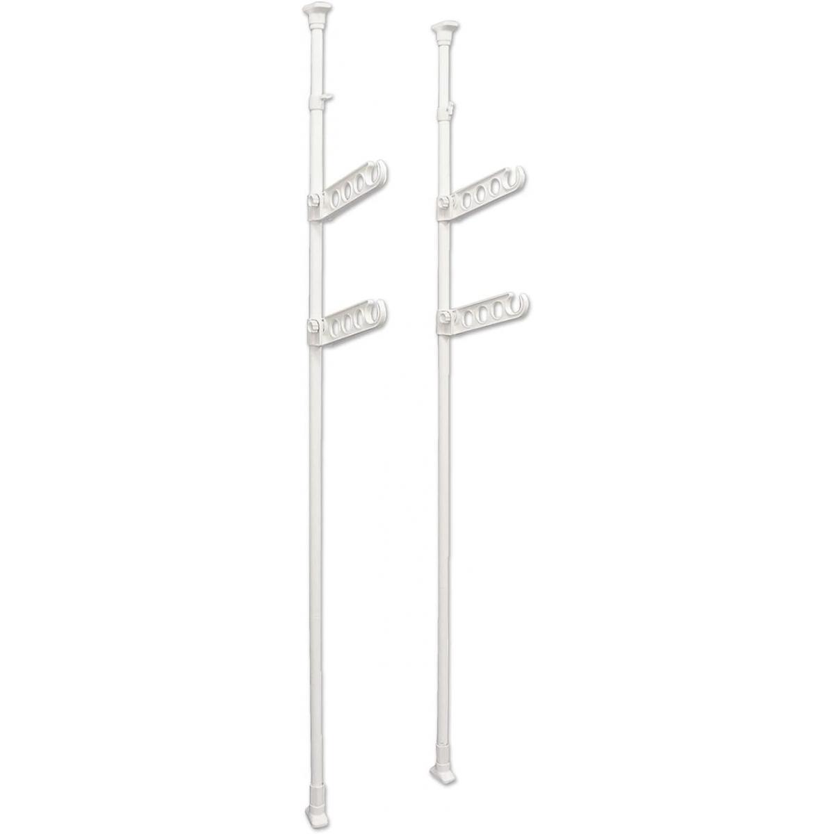 平安伸銅 突っ張り室内物干し竿受け 2段 ホワイト 耐荷重10kgx2 高さ175～275cm TMH-62