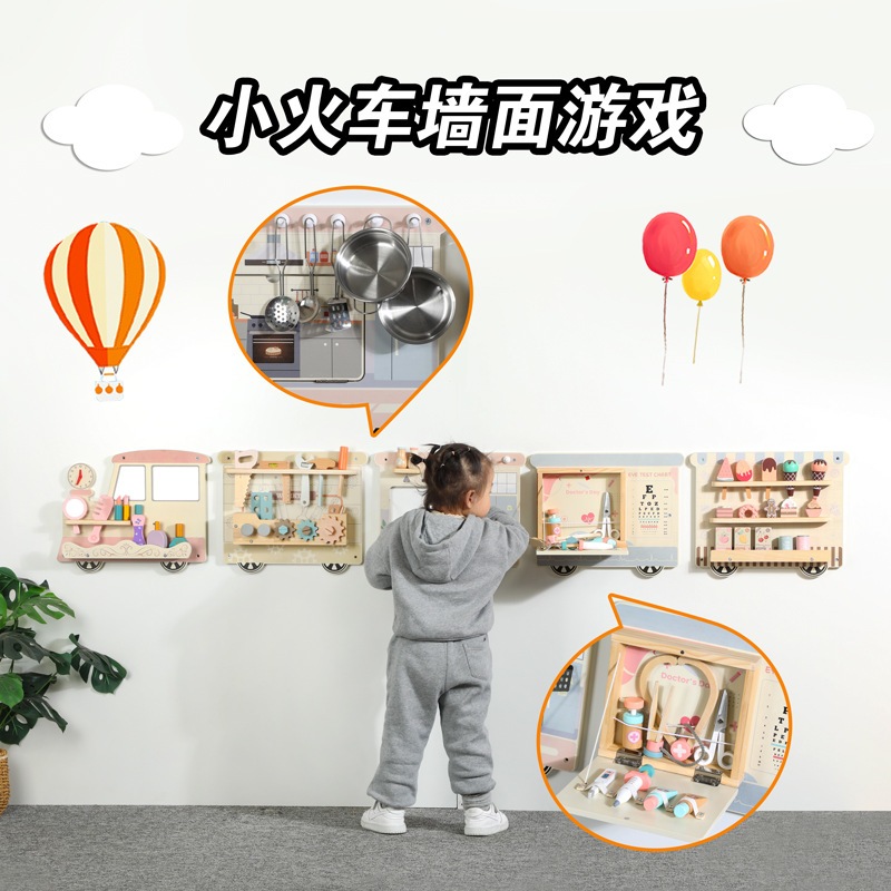 新製品の子供用木製おもちゃ幼稚園パズルモンテッソーリ早期教育多機能ビジーボードウォールアミューズメントpark