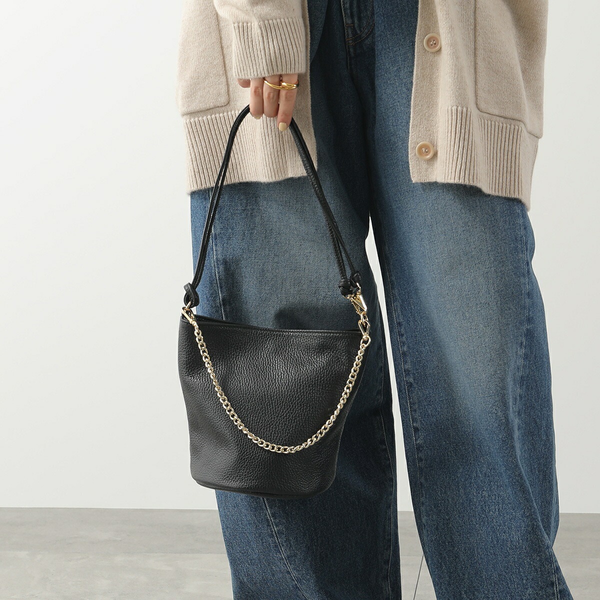 AULENTTI オウレンティ ハンドバッグ DI 3603 DO レディース ショルダーバッグ バケツバッグ チェーン 鞄 D28/NERO/BLACK