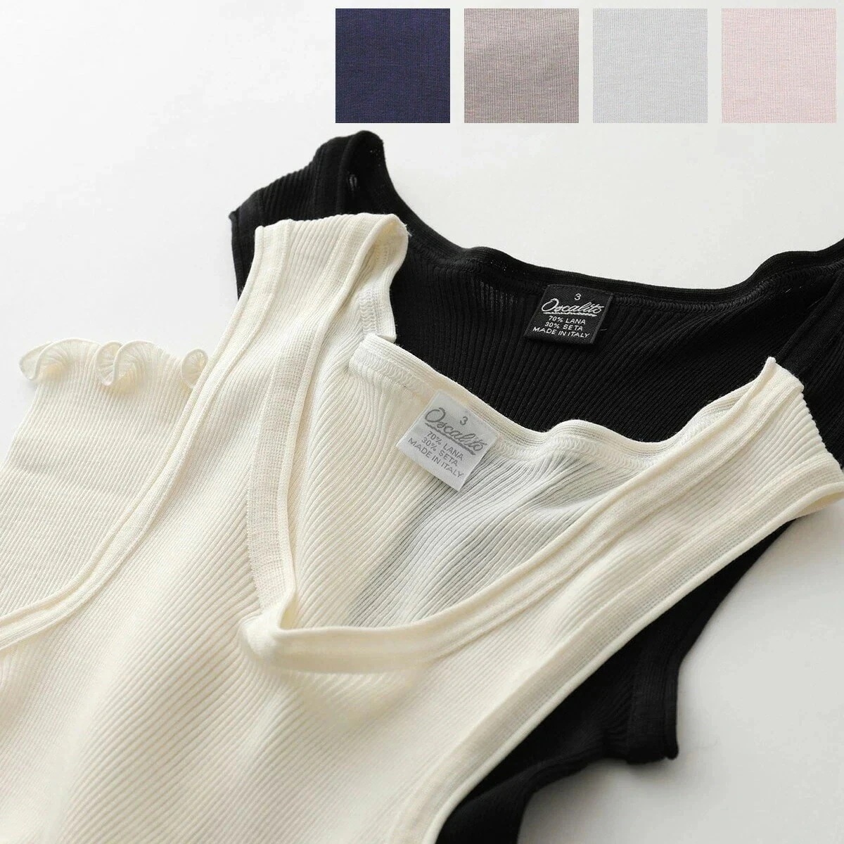 Oscalito オスカリート タンクトップ 3442R レディース シルク ウール リブ インナーウェア トップス カラー6色 8,959円