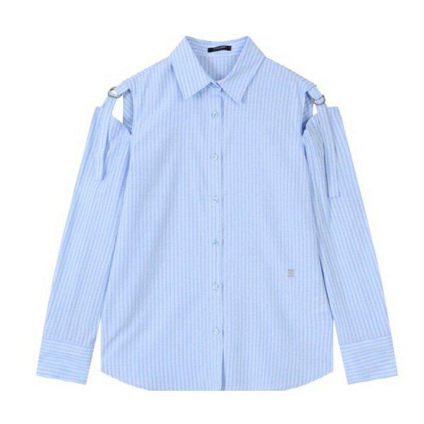モダ富平店 女性 肩開きストライプシャツ B241SH5200P