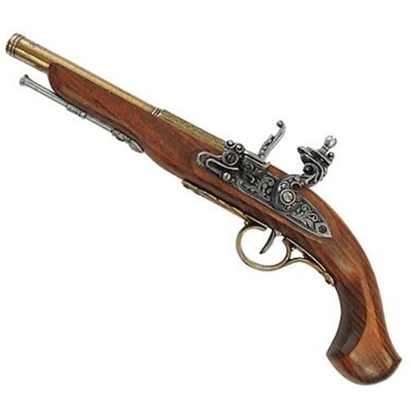 フリントロック ゴールド DENIX デニックス 1129/L 38.5cm 左手用 レプリカ 銃 コスプレ フリントロックピストル 左用 左利き 左 ミリタリー アーミー ピストル 拳銃