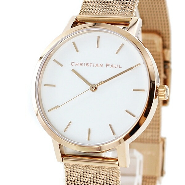 クリスチャンポール 腕時計 手表 ギフトレディース 白 文字盤 ローズゴールド 大人スタイル ブレスレット 時計 誕生日プレゼント ポイント消化