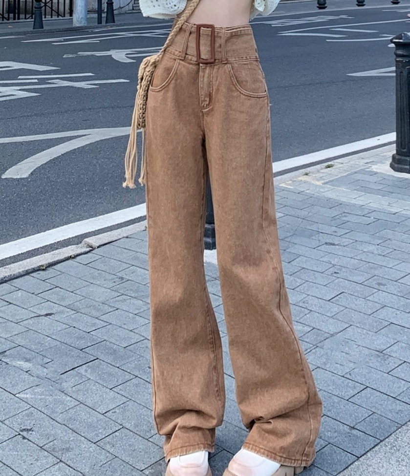 ボトムス デート モテアイテム ストレートパンツ ハイウエスト 綿 デニム 可愛い きれいめ 上品 おしゃれ かっこいい 可愛い ラブリー キュート ガーリー クール モード系 セクシー