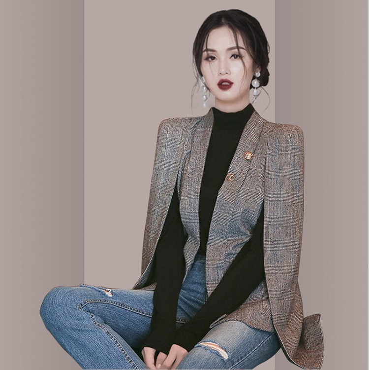 マント型スーツジャケット ショールスタイルジャケット ファッションスーツ アウター ジャケット 上着 ノースリーブ Vネック 襟付き スリム タイト 細身 Iライン スマート スリット サイドスリット