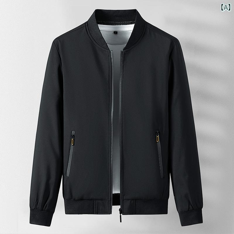 メンズ ファッション ベースボール カラー ジャケット 春秋 薄手 涼しい 通気性 快適 カジュアル ビジネス 着 トップス ジャケット