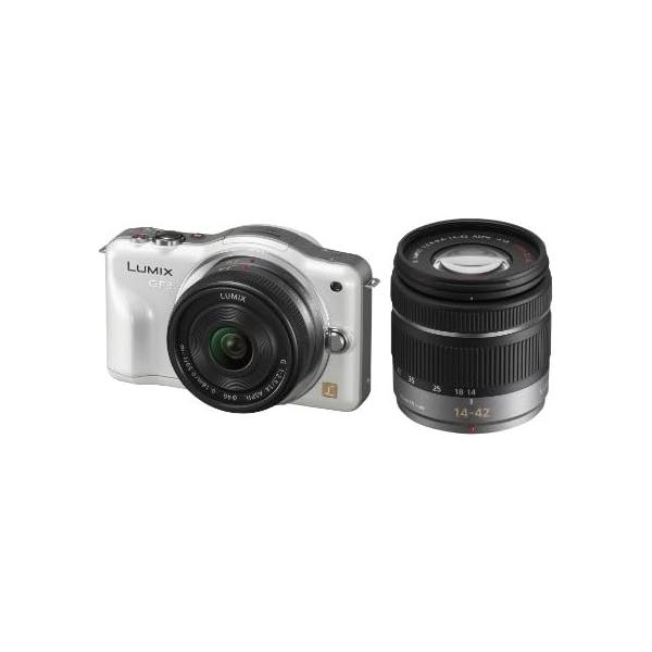 【中古】パナソニック ミラーレス一眼カメラ LUMIX GF3 ダブルズームキット シェルホワイト DMC-GF3W-W