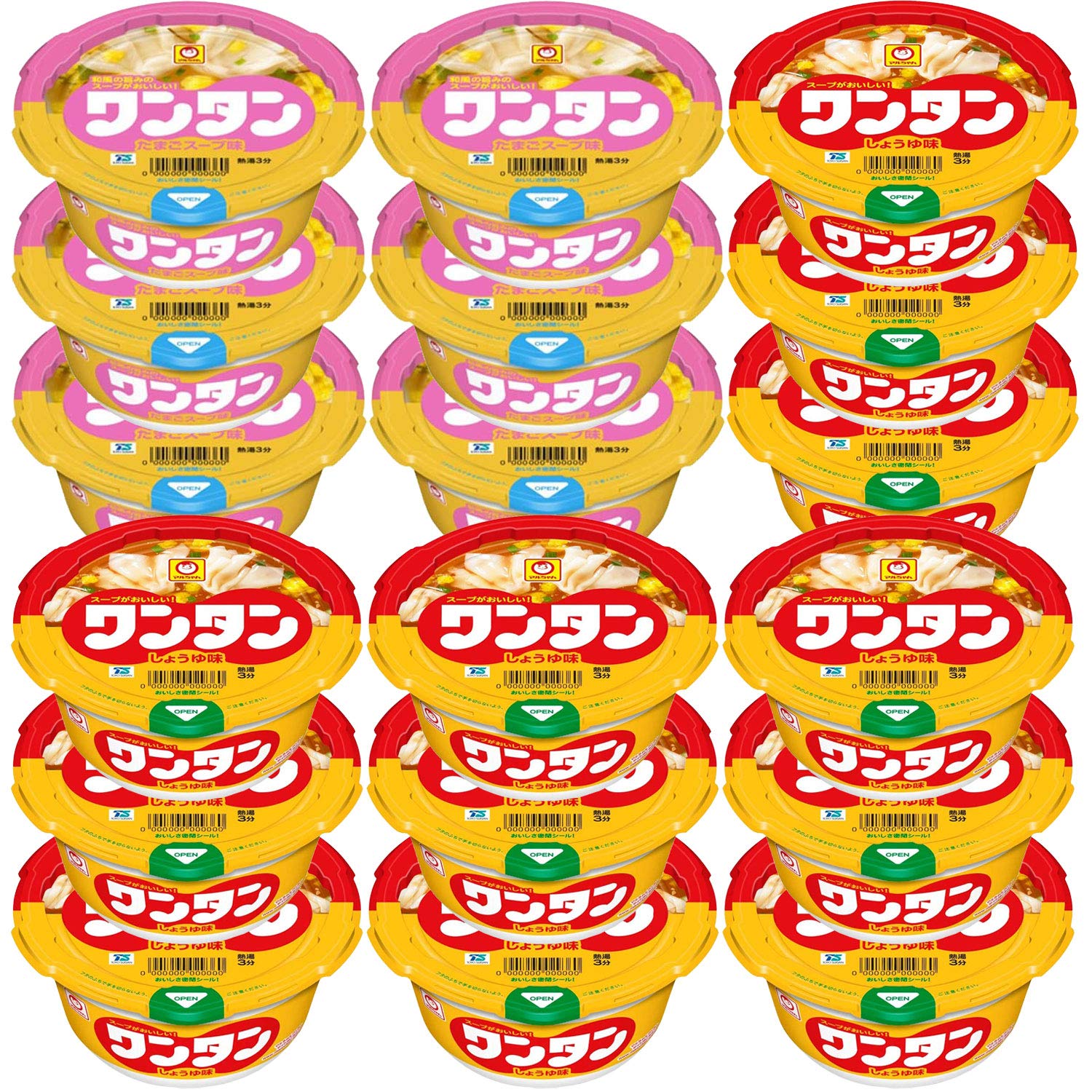 即日発送 東洋水産 【セット商品】マルちゃん ワンタンスープ しょうゆ＆たまごスープ 2種アソート(しょうゆ味 12個 たまごスープ 6個)