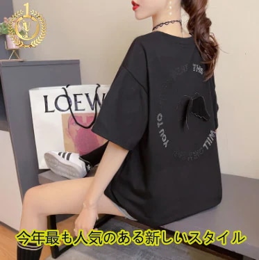 夏服の新しいデザイン感には中長の上着が入っているネット赤小翼半袖tシャツ女潮韓版