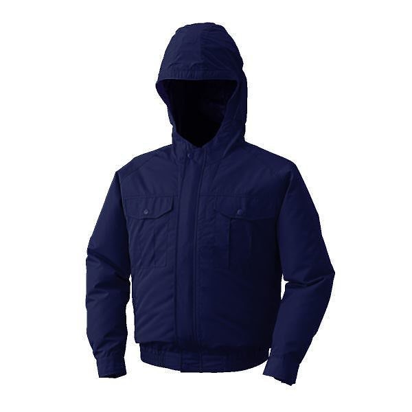 空調服 フード付き ポリエステル製長袖ワークブルゾン リチウムバッテリーセット BP-500FC14S4 ダークブルー 2L