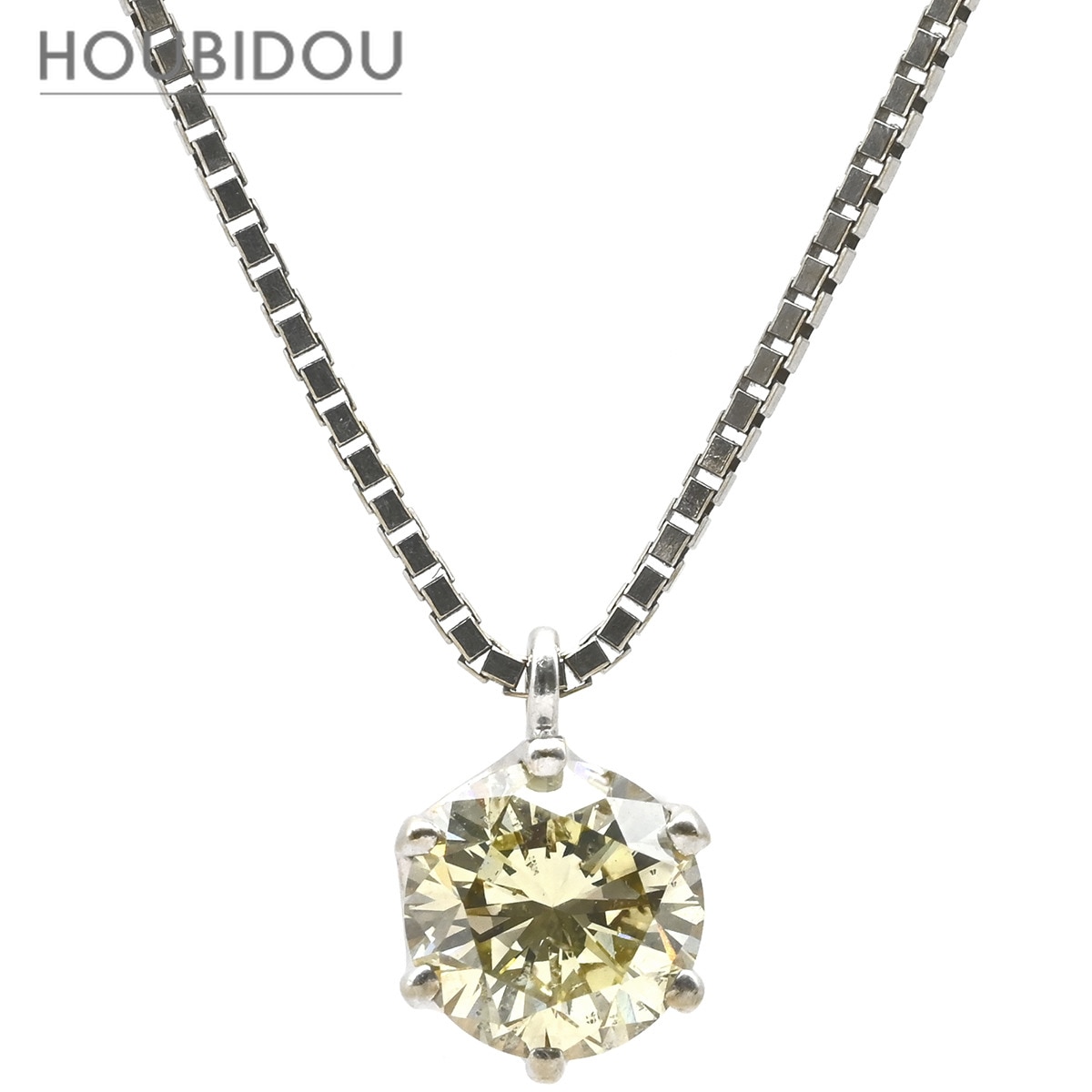 ネックレス ダイヤモンド 1.16ct ペンダント ホワイトゴールド 750 18K WG ブリリアントカット 1P 1石 1粒 【中古】